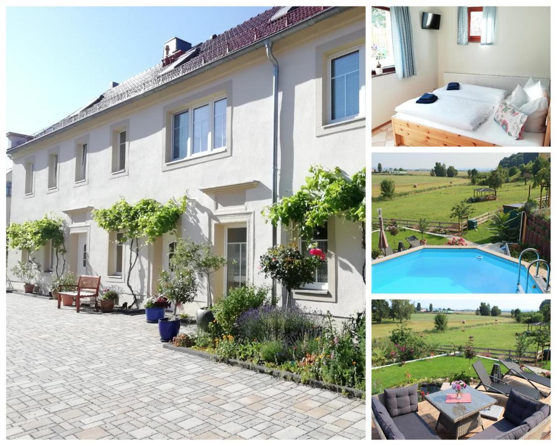 Ferienhof Graefe - 3-Seiten Hof Mit Grossem Garten, Pool & Sauna Meißen Exterior foto